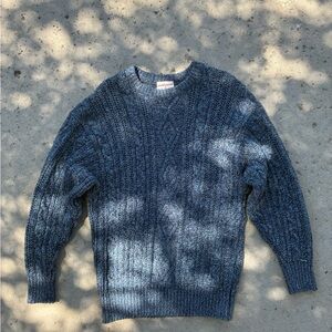 Parkhurst Blue Crewneck Cable Knit Sweater